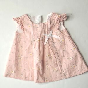 Catherine Malandrini Baby Pink Floral Dress with Bow 12 mos